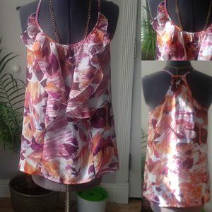 Charlotte Russe Semi Sheer Ruffled Tank